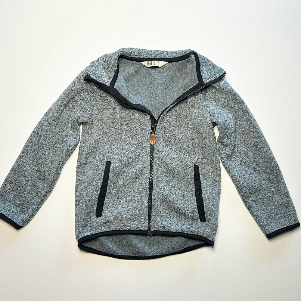 H&M Toddler Boy Blue Logo‎ Zipped Cardigan Size 5T/6T Good Condition